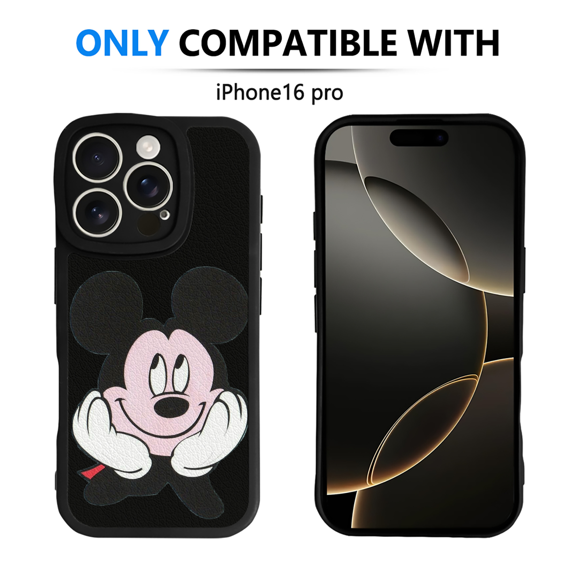 （画像用） ミッキーマウス Mickey Mouse 【iPhone 16シリーズ対応】シリコンスマホケース（レザー調） 材質：シリコン